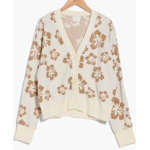 Cyrus Textured Floral V Neck Cardigan NWT Size Medium